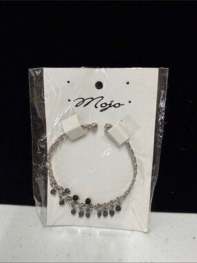 Mojo Silver-Tone Black Beaded Cuff Bracelet – New